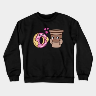 All i need is donuts and coffee, Kawaii donuts and coffee cartoon. Crewneck Sweatshirt